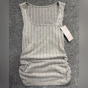 Ribbed Knit Tank Top in Light Gray